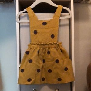 Zara Brown Polka Dot Pinafore Knit Dress